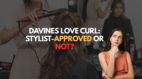 Stylist curling hair with text: 