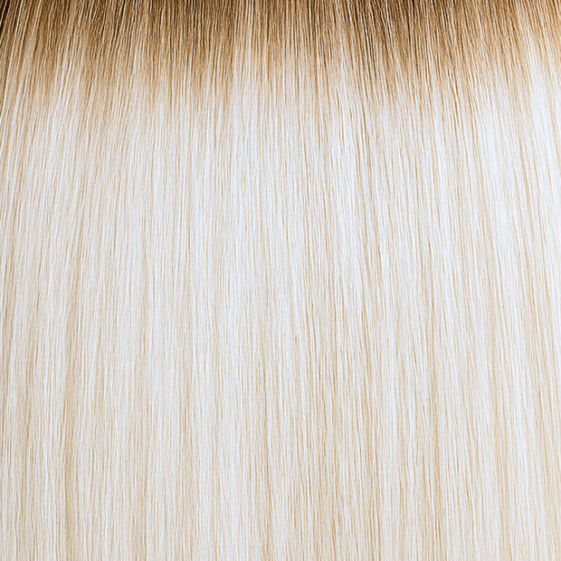 Rooted level 7 platinum blonde extension with a natural finish, ideal for seamless blending.