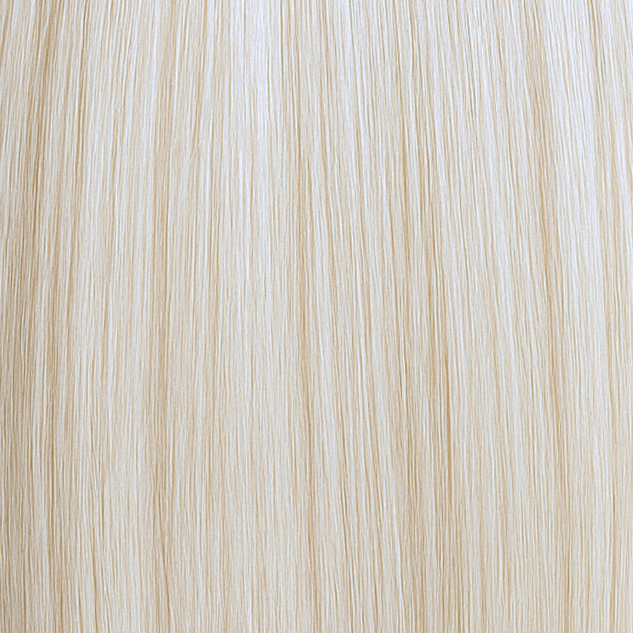 Sleek and icy platinum blonde hair extension in tone 10 Ash, perfect for bold modern looks.