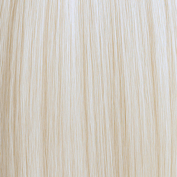 Sleek and icy platinum blonde hair extension in tone 10 Ash, perfect for bold modern looks.