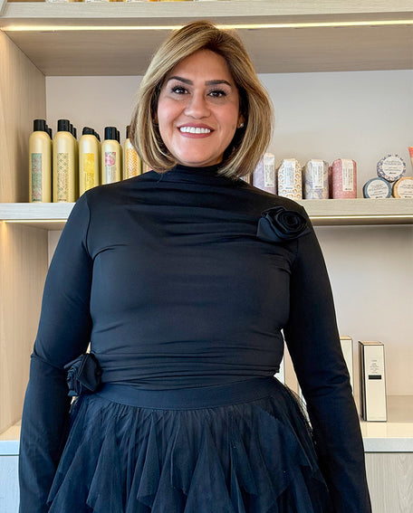 Portrait of Priscilla, stylist and colorist at LAHH Salon in Miami